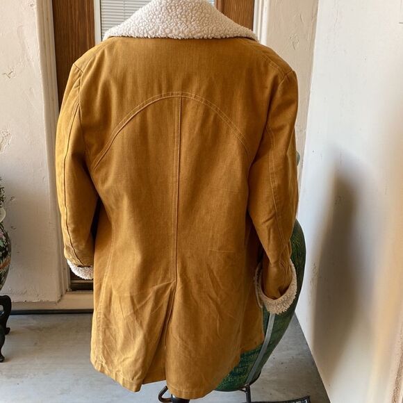 Vintage shearing lined men’s wood button jacket size M/L - Picture 4 of 12